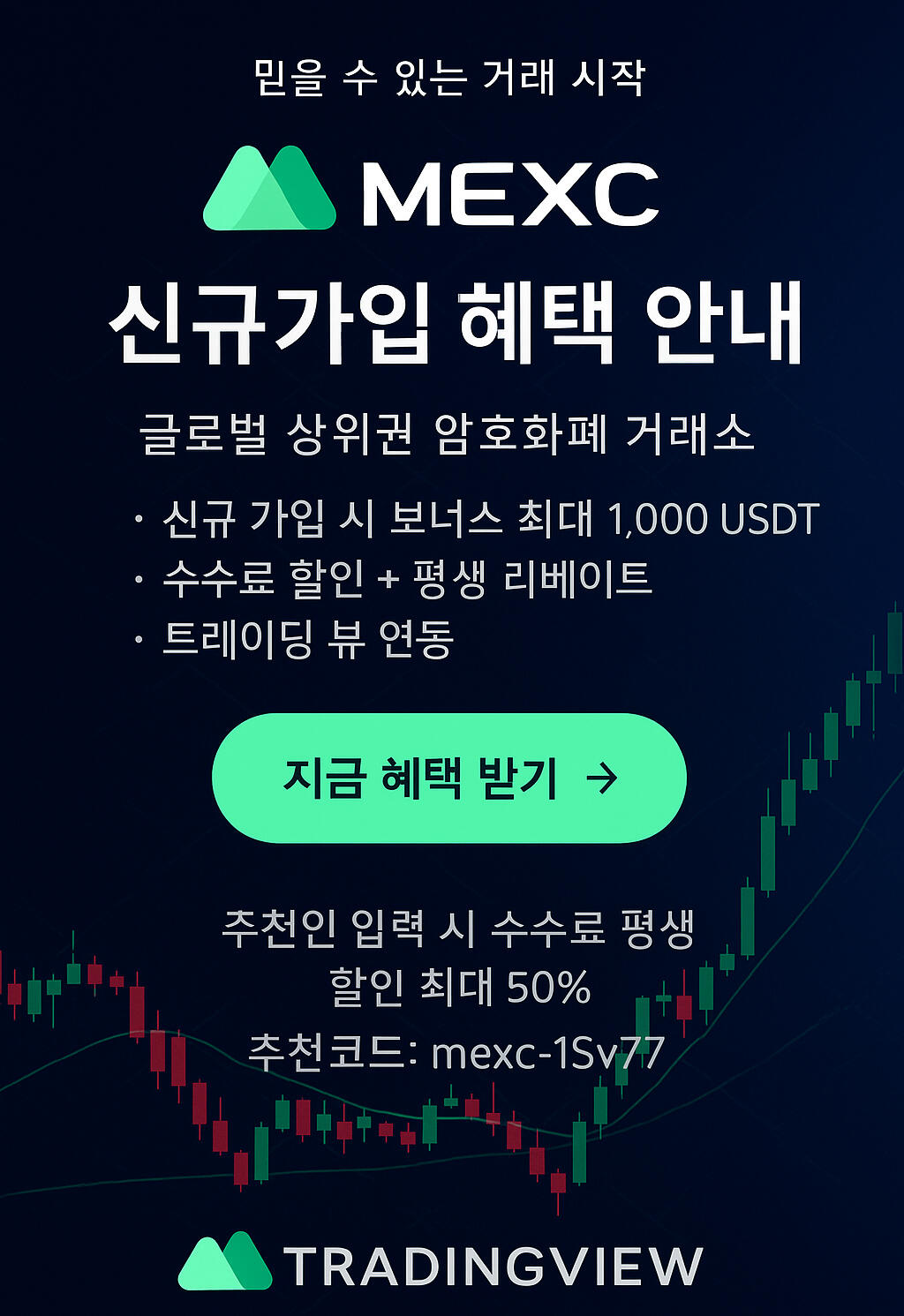 MEXC 암호화폐 거래소 신규 가입 보너스, 수수료 최대 50% 할인 이벤트